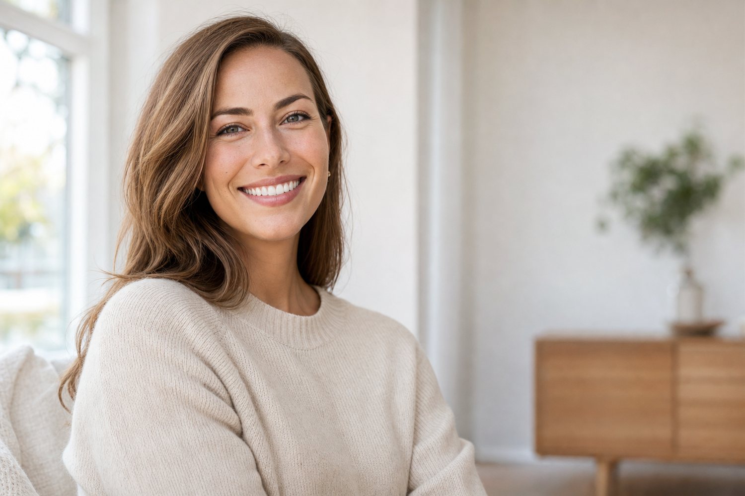 Smiling patient with clear aligners