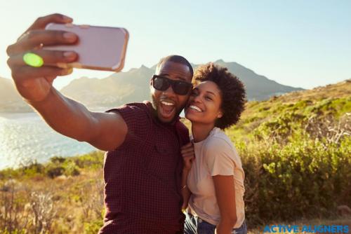 Active Aligners - people out and about wearing clear braces